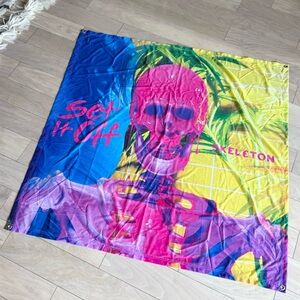 Set it off skeleton skull multicolor banner wall art decor 3’X3’